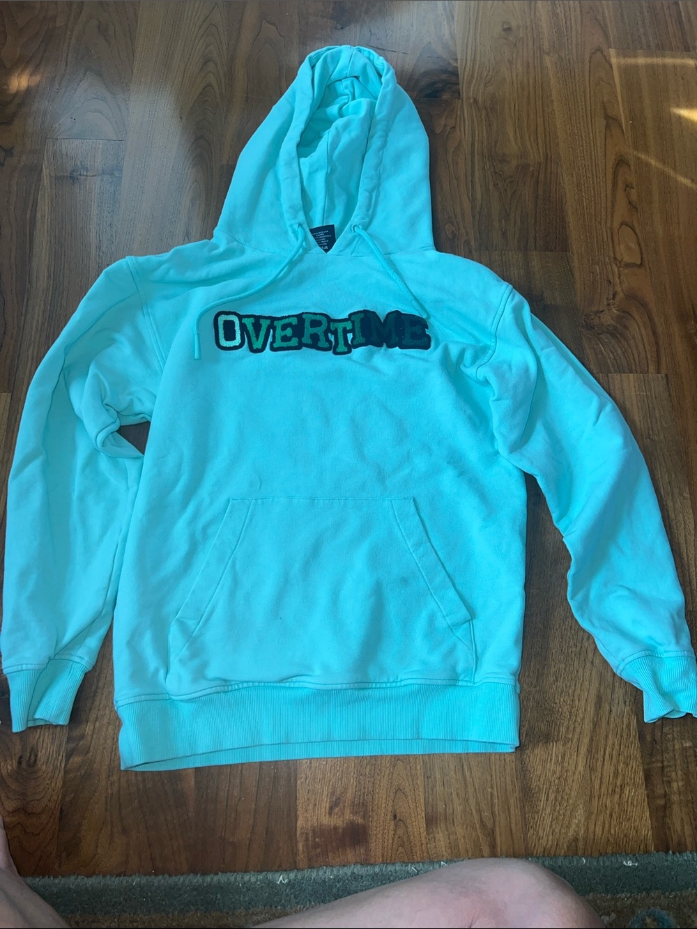 Overtime Logo Crewneck Hoodie in Aqua Blue